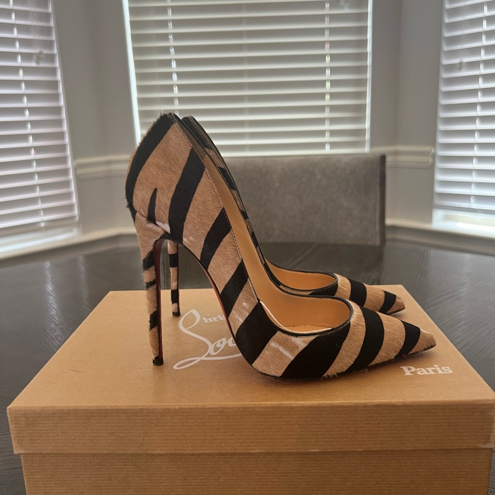 120mm Christian Louboutin Pony/Calf Skin Hair So Kate Pumps